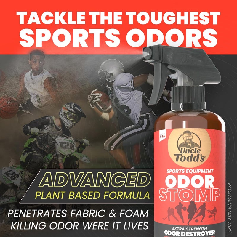Uncle Todd's Uncle Todd’s Odor Stomp Sports Equipment Odor Eliminator Spray - Extra Strength Enzyme-Powered Deodorizer for Football, Hockey, Gym Bags, and Athletic Gear - Citrus Sport Scent - 16oz - Image 2